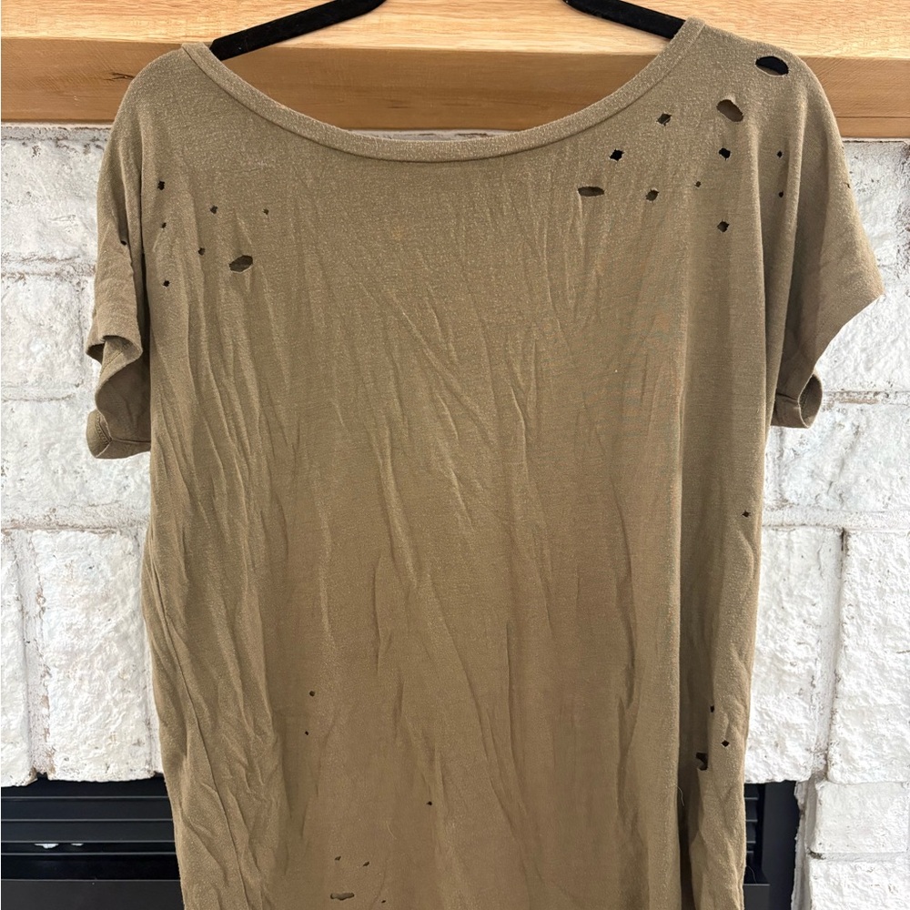 Express Distressed Brown Short Sleeve Tee